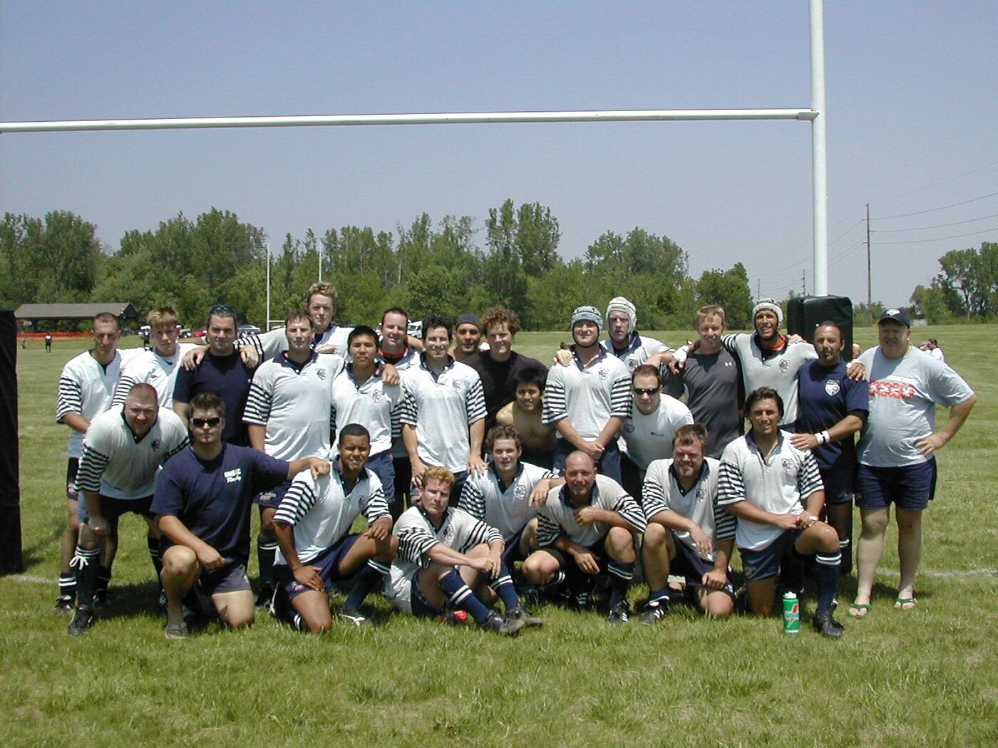The OMBAC squad under the posts at the 2005 Division III national championships in Omaha
