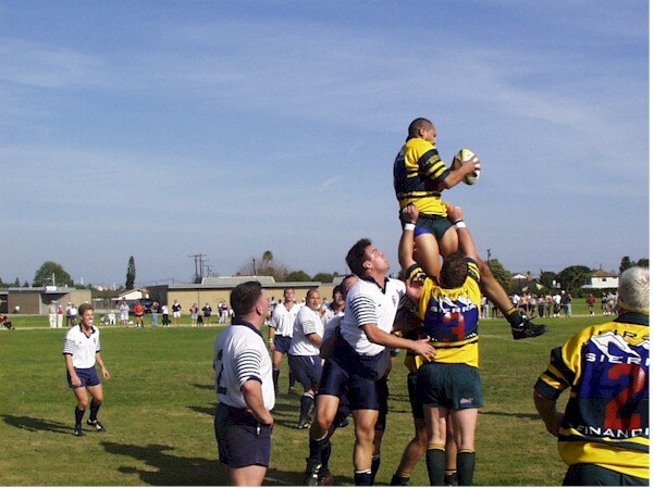 An OMBAC lineout, ball in the air